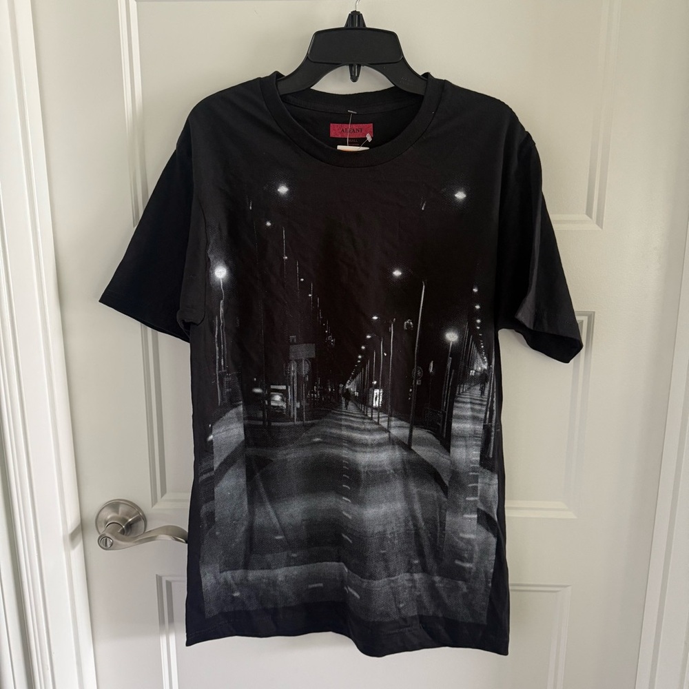 Alfani black graphic short sleeve shirt - size S